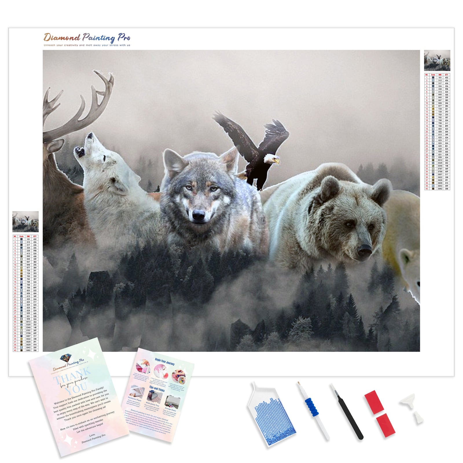 Bunch of Mammals Close-up | Diamond Painting Kit - Full Drill - Square or Round Diamonds with AB Drills Option