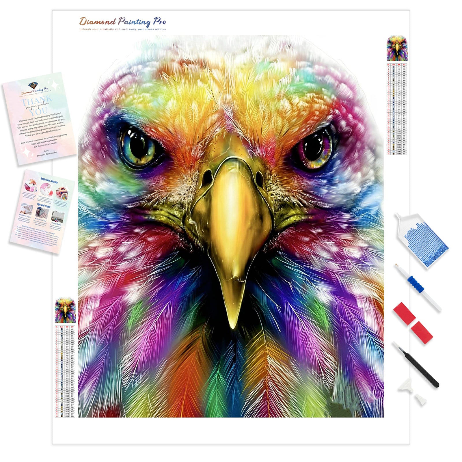 Eagle Head | Diamond Painting Kit - Full Drill - Square or Round Diamonds with AB Drills Option