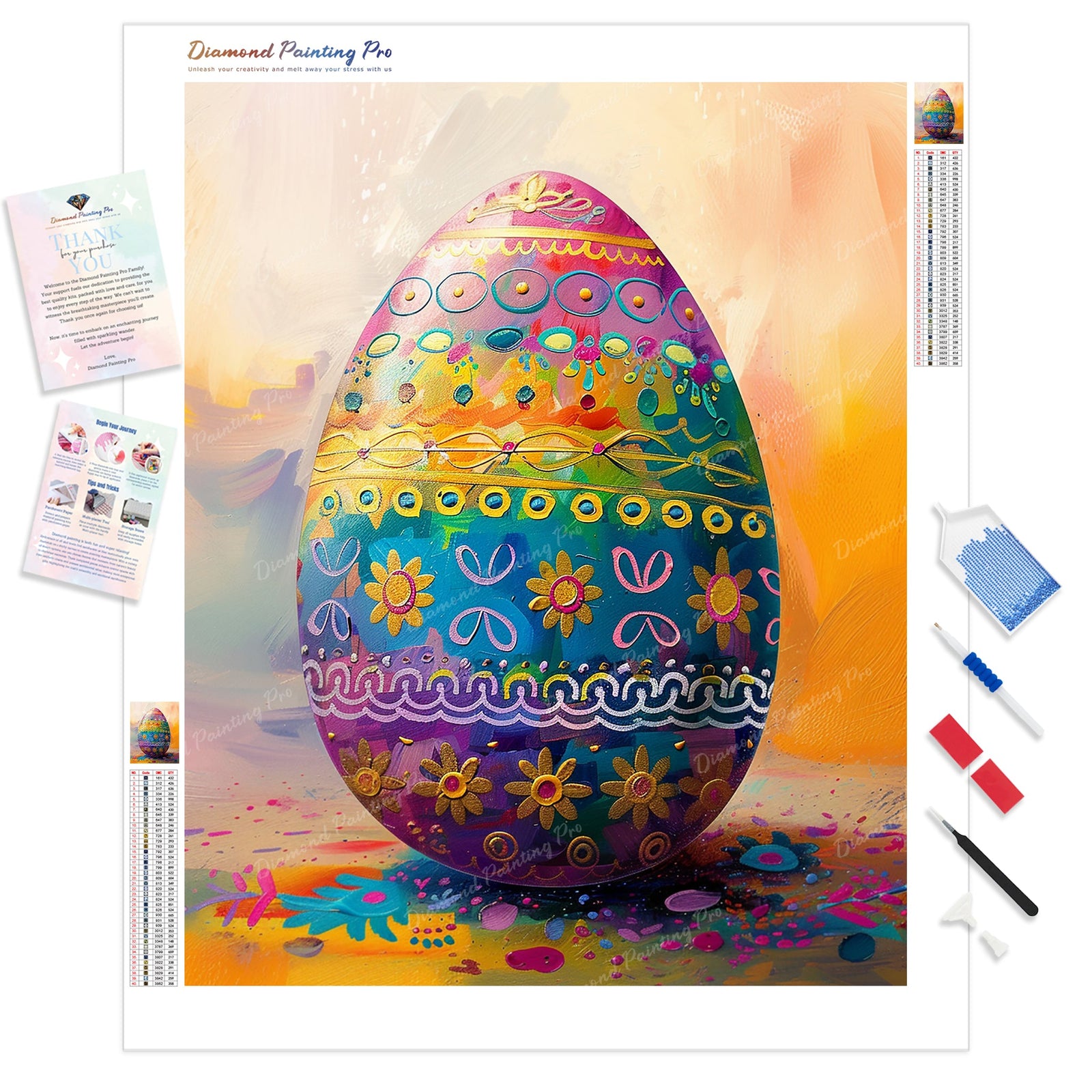 Rainbow Easter Egg | Diamond Painting Kit - Full Drill - Square or Round Diamonds with AB Drills Option