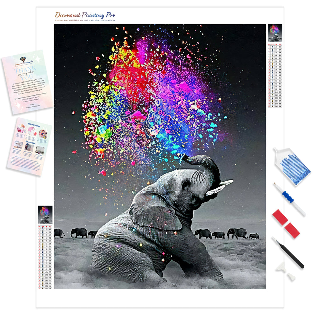 Elephant Spraying Colors | Diamond Painting