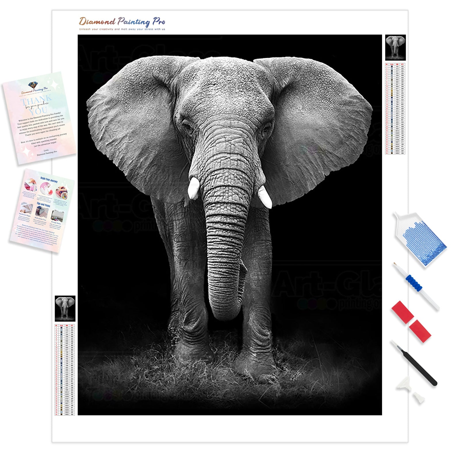 African Elephant | Diamond Painting Kit - Full Drill - Square or Round Diamonds with AB Drills Option