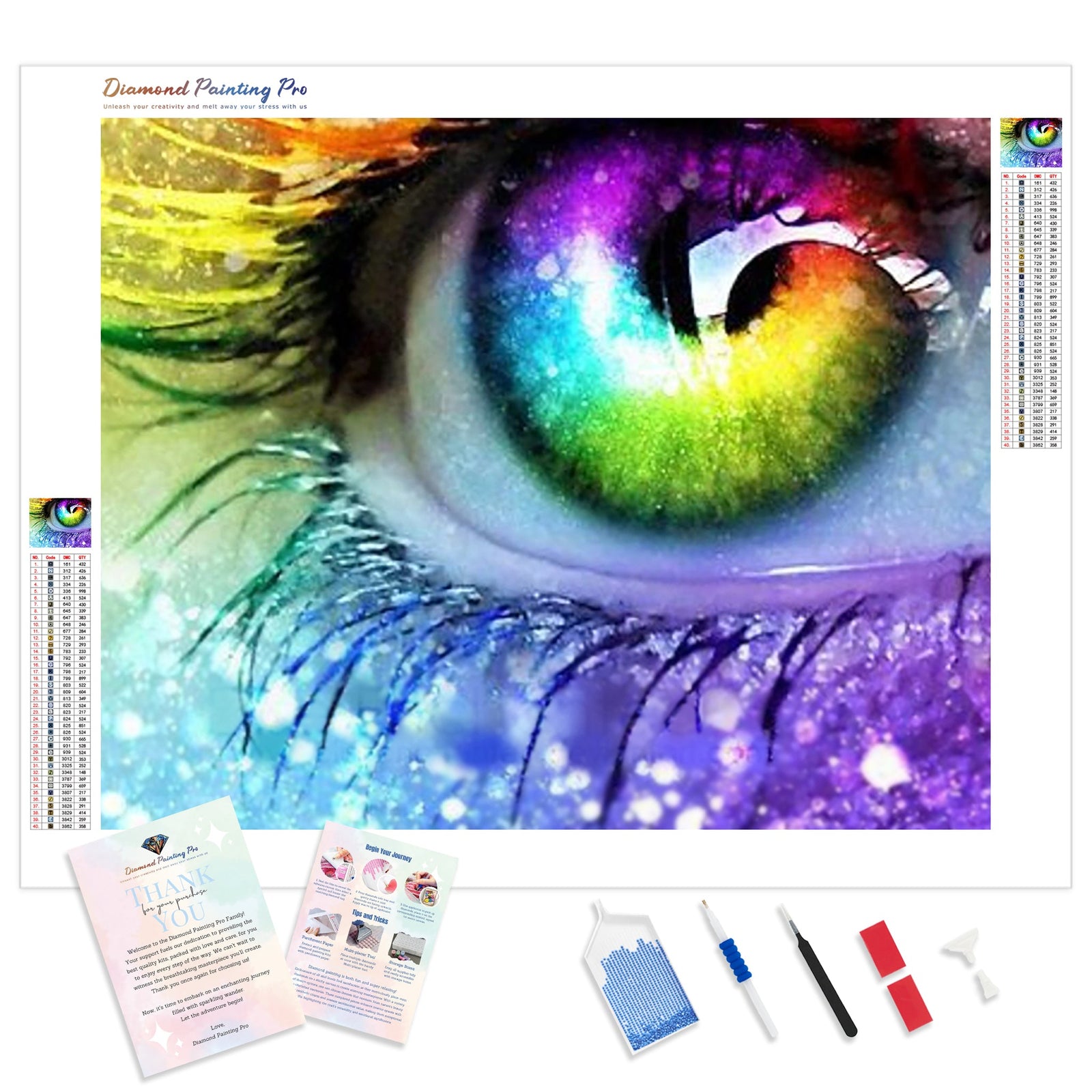 Rainbow Eyes | Diamond Painting Kit - Full Drill - Square or Round Diamonds with AB Drills Option