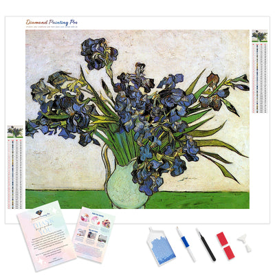 Vase with Irises - Van Gogh | Diamond Painting Kit - Full Drill - Square or Round Diamonds with AB Drills Option