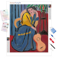 Girl in Yellow and Blue with Guitar | Diamond Painting