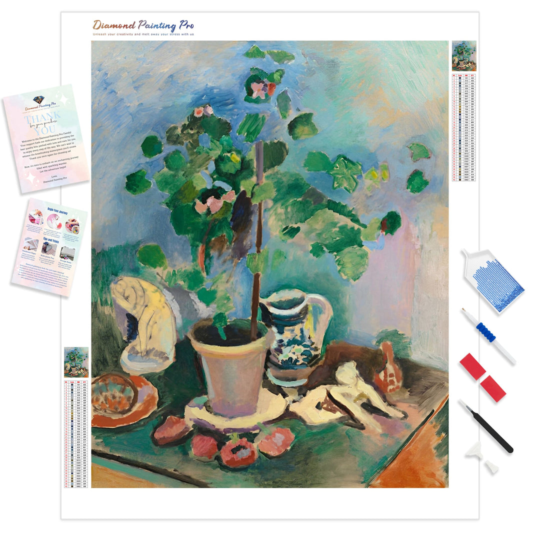 Still Life with Geranium | Diamond Painting Kit - Full Drill - Square or Round Diamonds with AB Drills Option