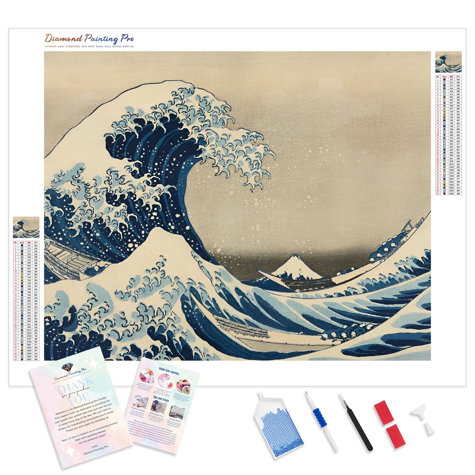 Under the Wave off Kanagawa | Diamond Painting Kit - Full Drill - Square or Round Diamonds with AB Drills Option