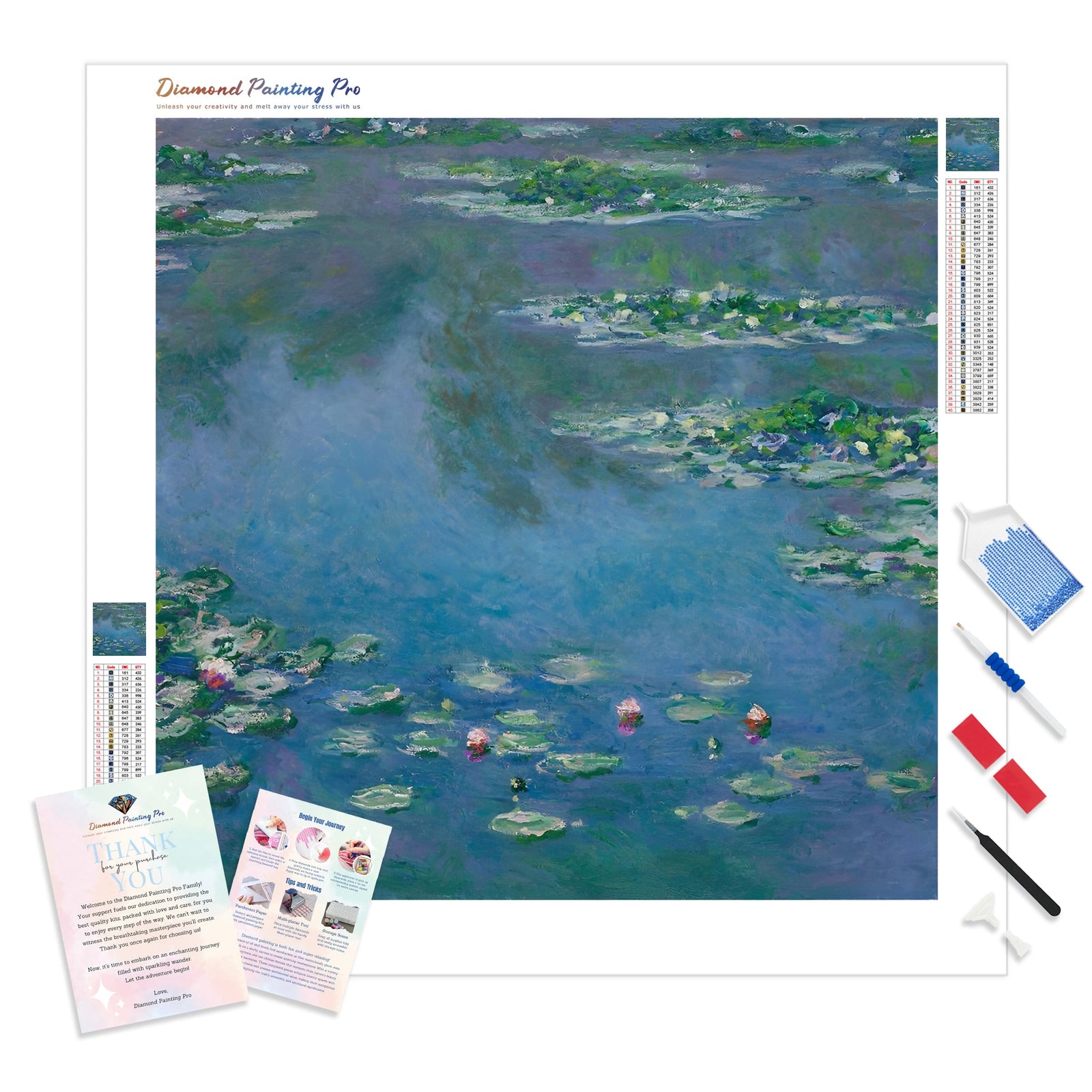 Water Lilies - Vincent van Gogh | Diamond Painting Kit - Full Drill - Square or Round Diamonds with AB Drills Option