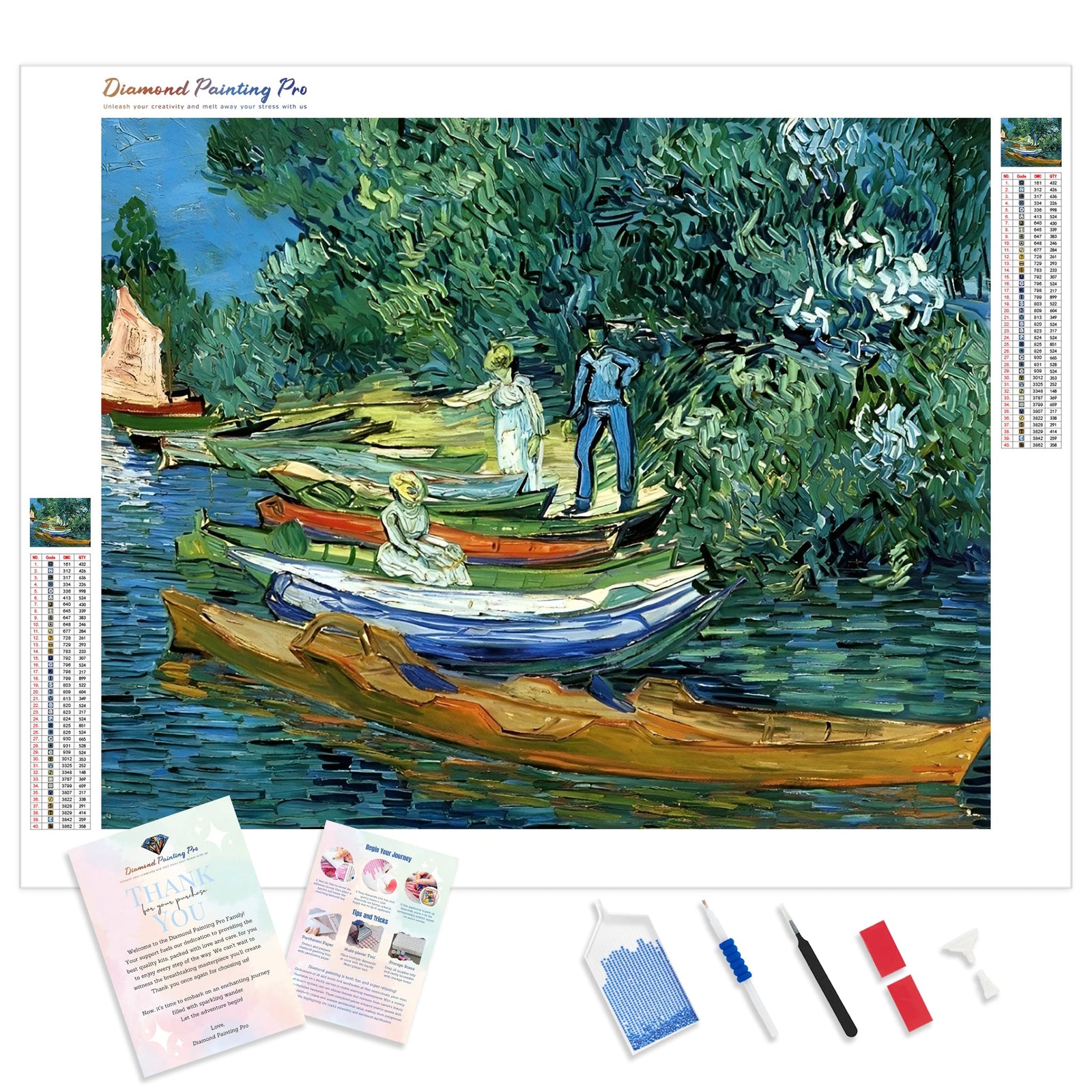 Bank of the Oise at Auvers - Vincent van Gogh | Diamond Painting Kit - Full Drill - Square or Round Diamonds with AB Drills Option