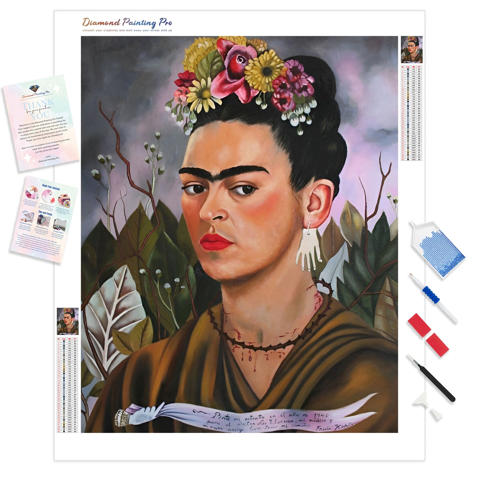 Dedicated to Dr Eloesser - Frida Kahlo | Diamond Painting Kit - Full Drill - Square or Round Diamonds with AB Drills Option