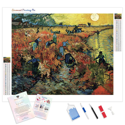 Red Vineyards near Arles-Vincent van Gogh | Diamond Painting Kit - Full Drill - Square or Round Diamonds with AB Drills Option