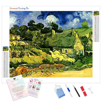 Thatched Cottages at Cordeville - Vincent van Gogh | Diamond Painting Kit - Full Drill - Square or Round Diamonds with AB Drills Option