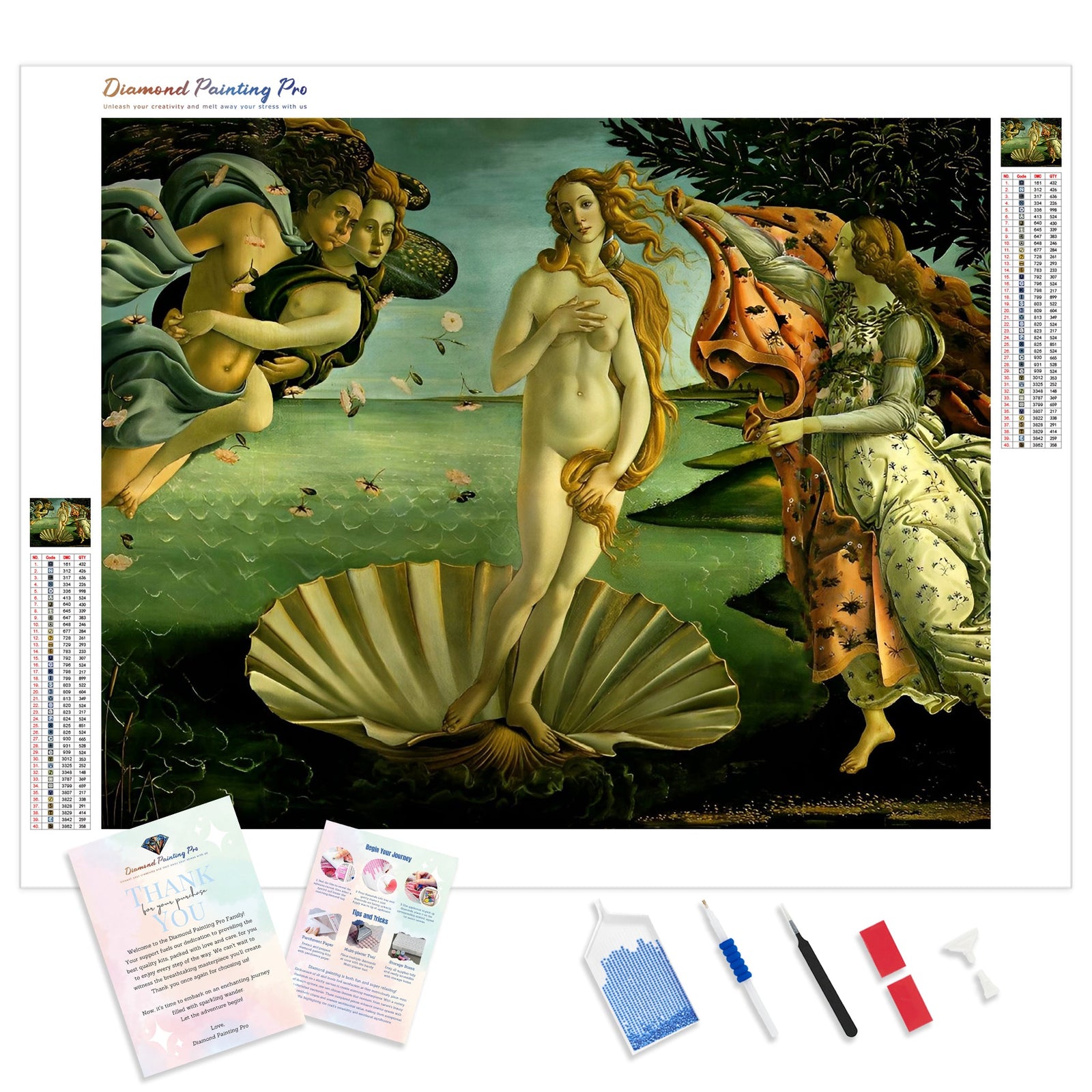 The Birth of Venus | Diamond Painting Kit - Full Drill - Square or Round Diamonds with AB Drills Option