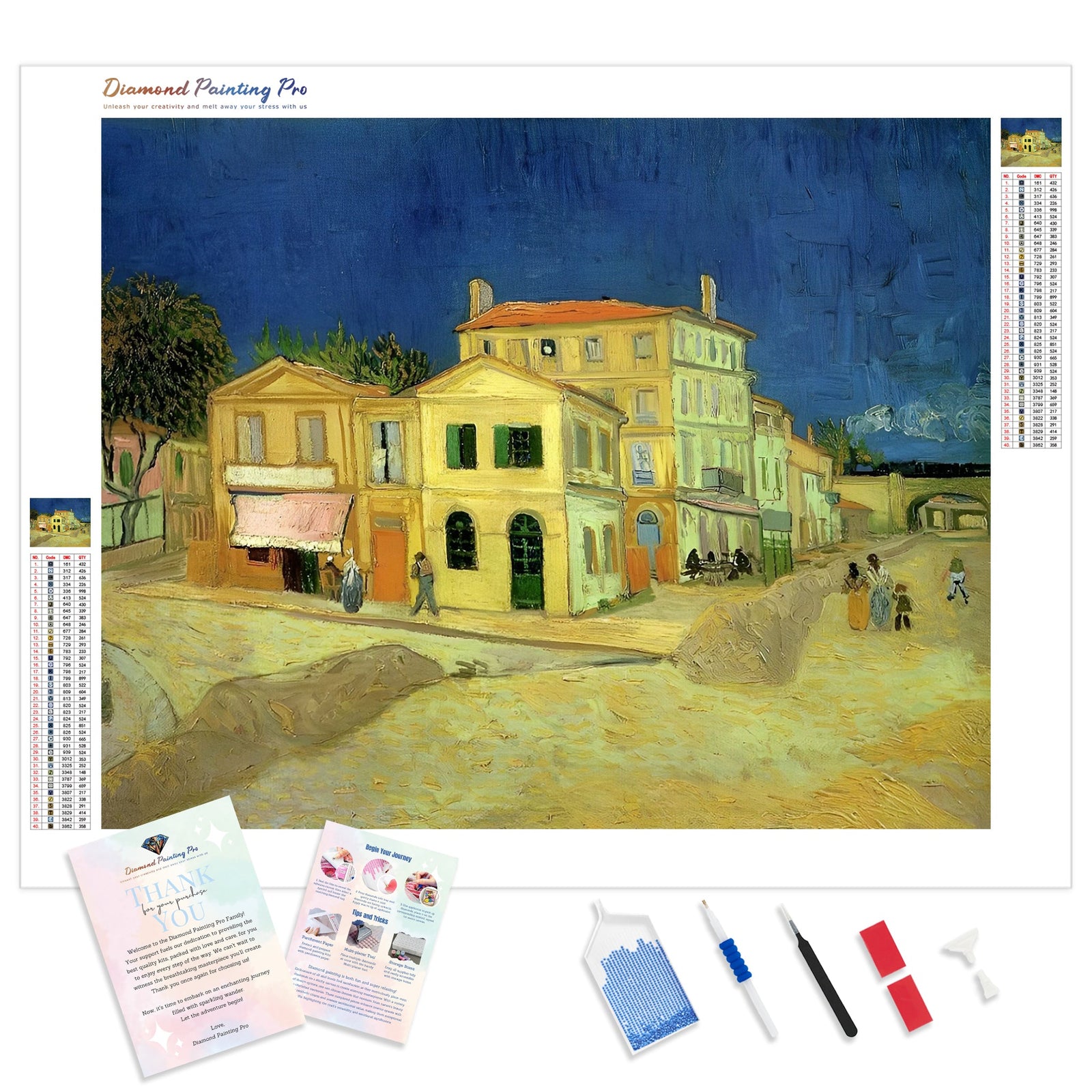 The Yellow House - Vincent van Gogh | Diamond Painting Kit - Full Drill - Square or Round Diamonds with AB Drills Option