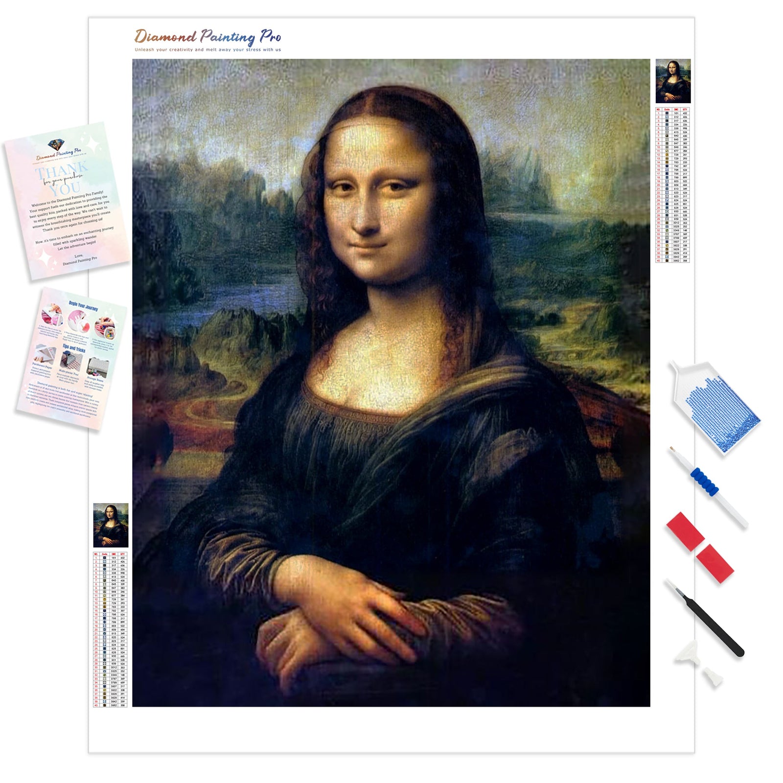 Mona Lisa | Diamond Painting Kit - Full Drill - Square or Round Diamonds with AB Drills Option