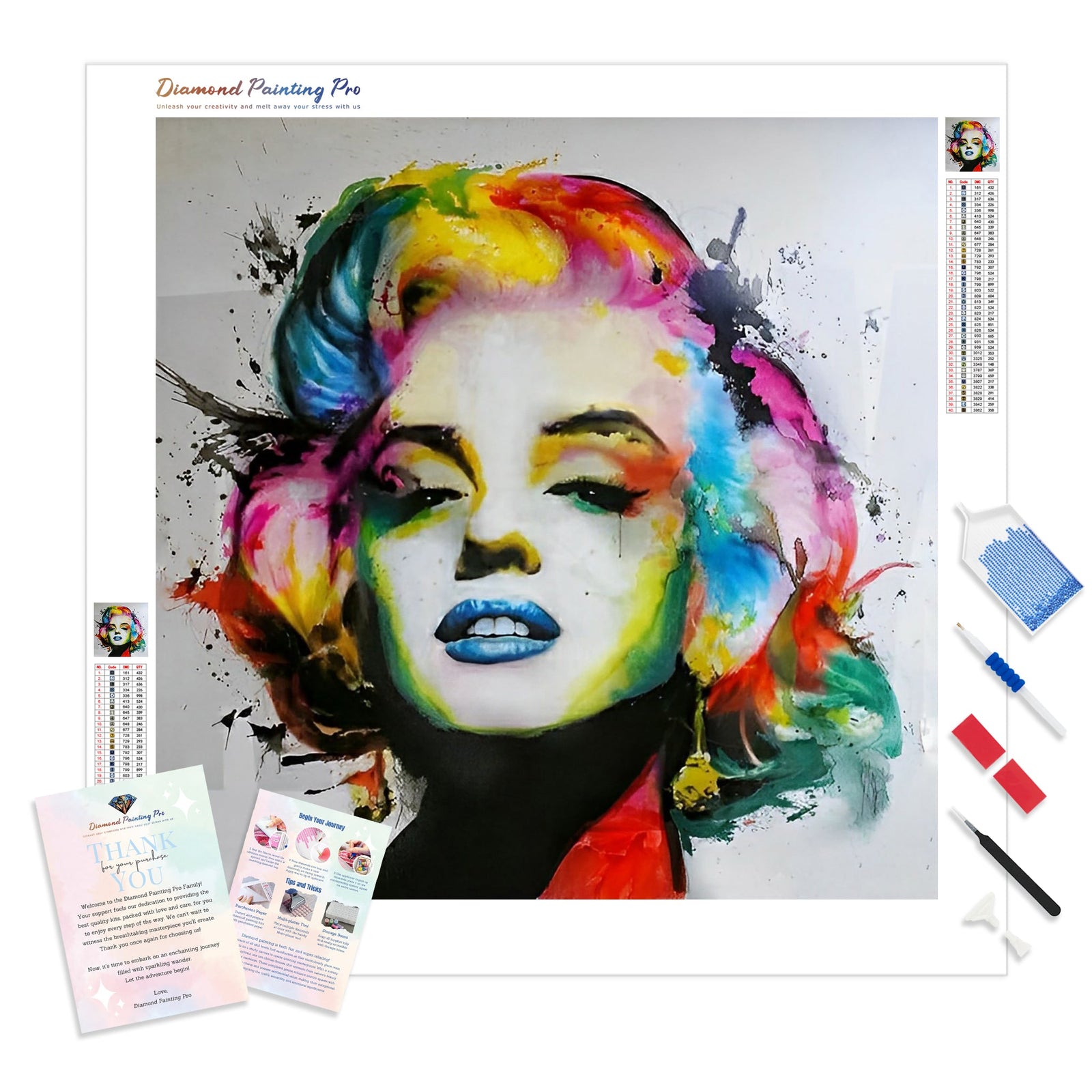 Rainbow Marilyn | Diamond Painting Kit - Full Drill - Square or Round Diamonds with AB Drills Option