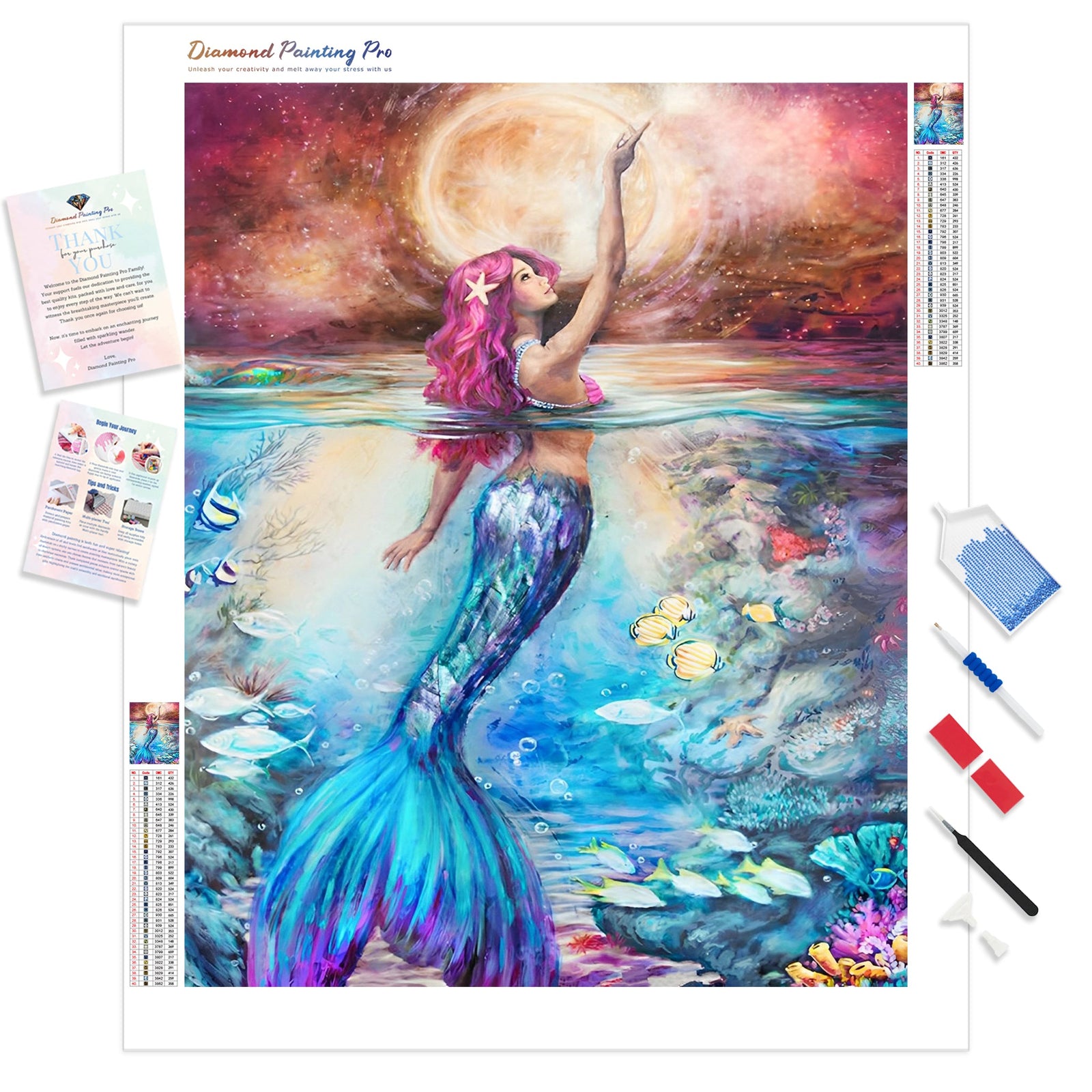 Fantasy Mermaid | Diamond Painting Kit - Full Drill - Square or Round Diamonds with AB Drills Option