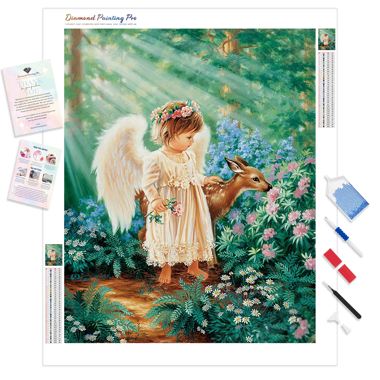 Angel and deer | Diamond Painting Kit - Full Drill - Square or Round Diamonds with AB Drills Option