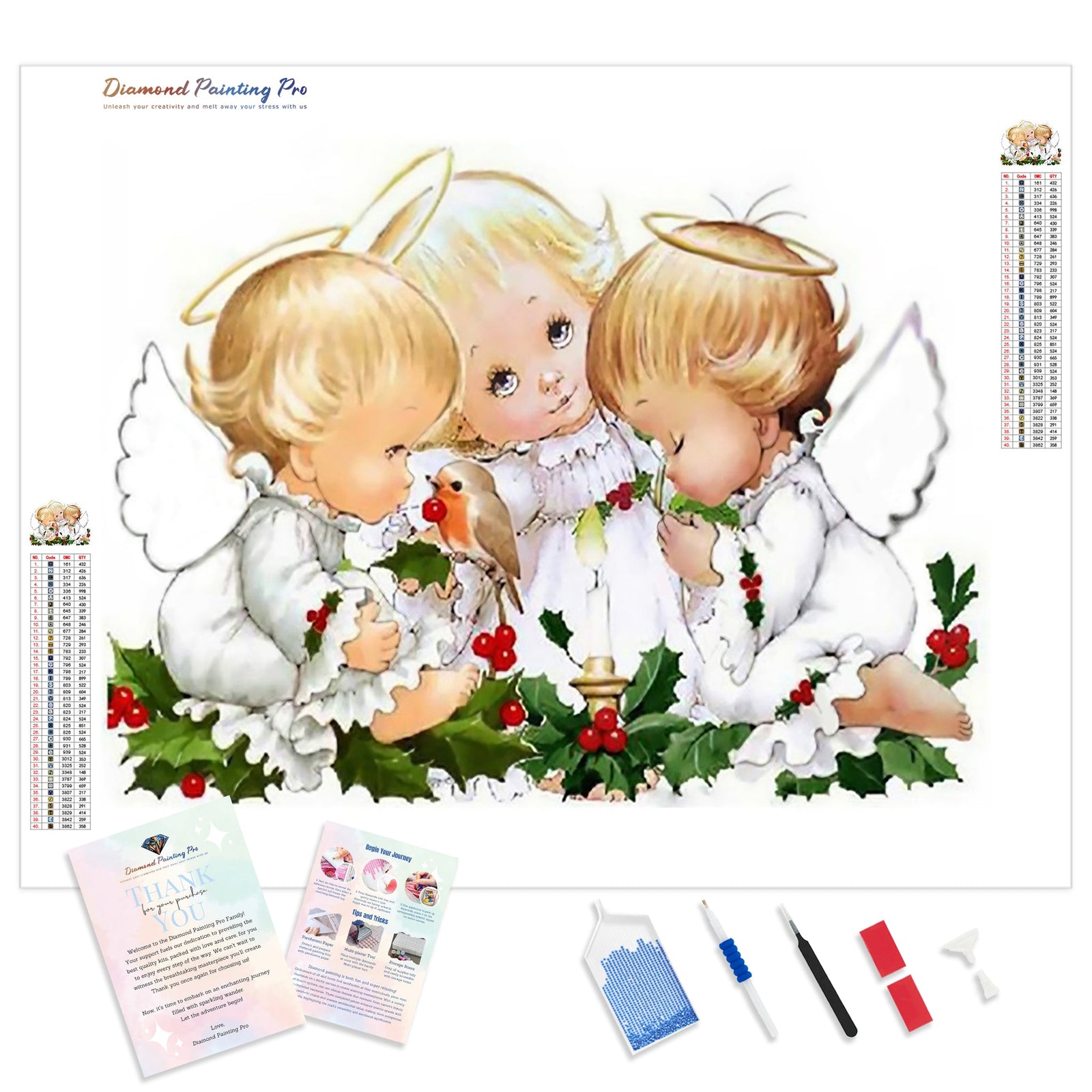 Angel Baby and Cherry | Diamond Painting Kit - Full Drill - Square or Round Diamonds with AB Drills Option