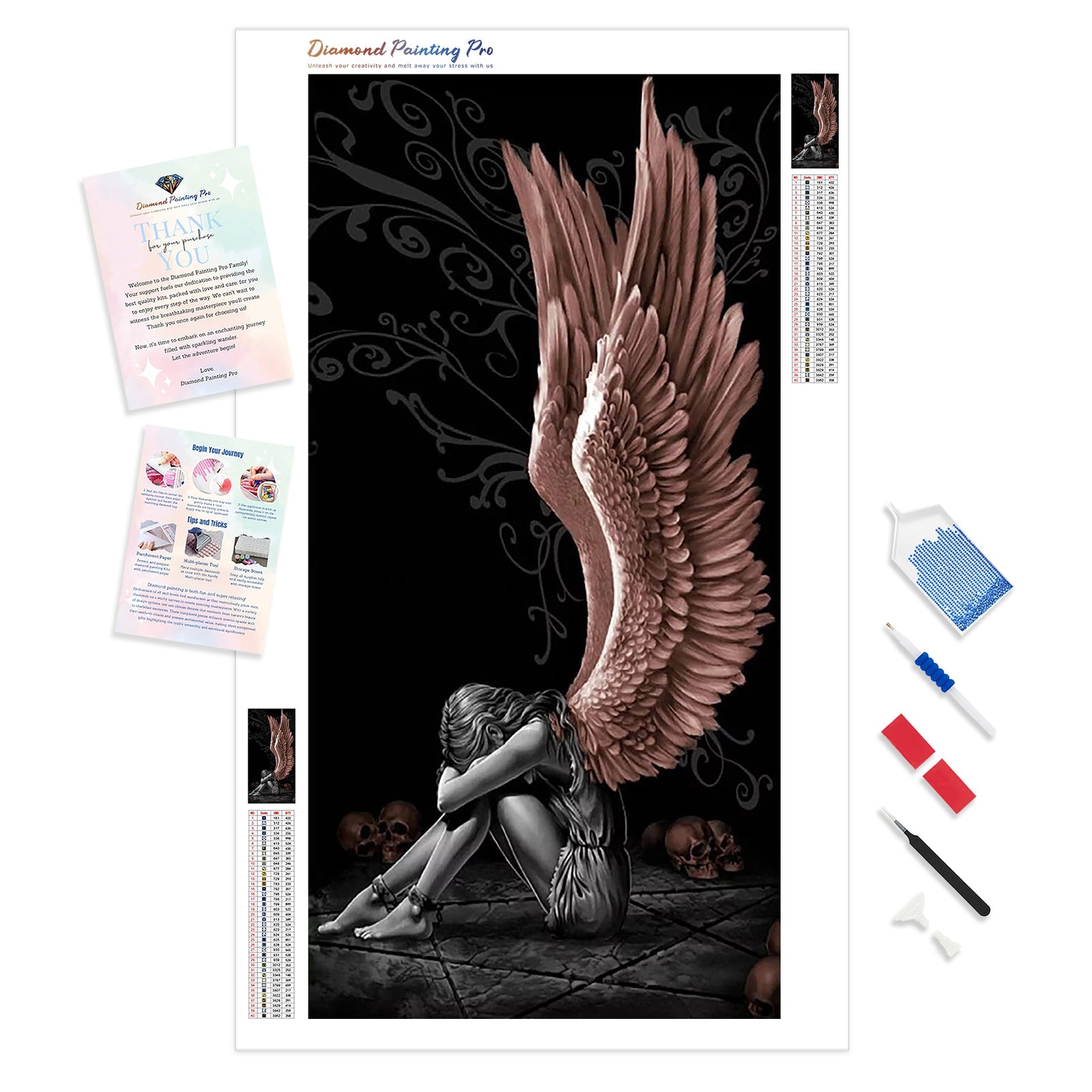 Girl Angel Wings | Diamond Painting Kit - Full Drill - Square or Round Diamonds with AB Drills Option