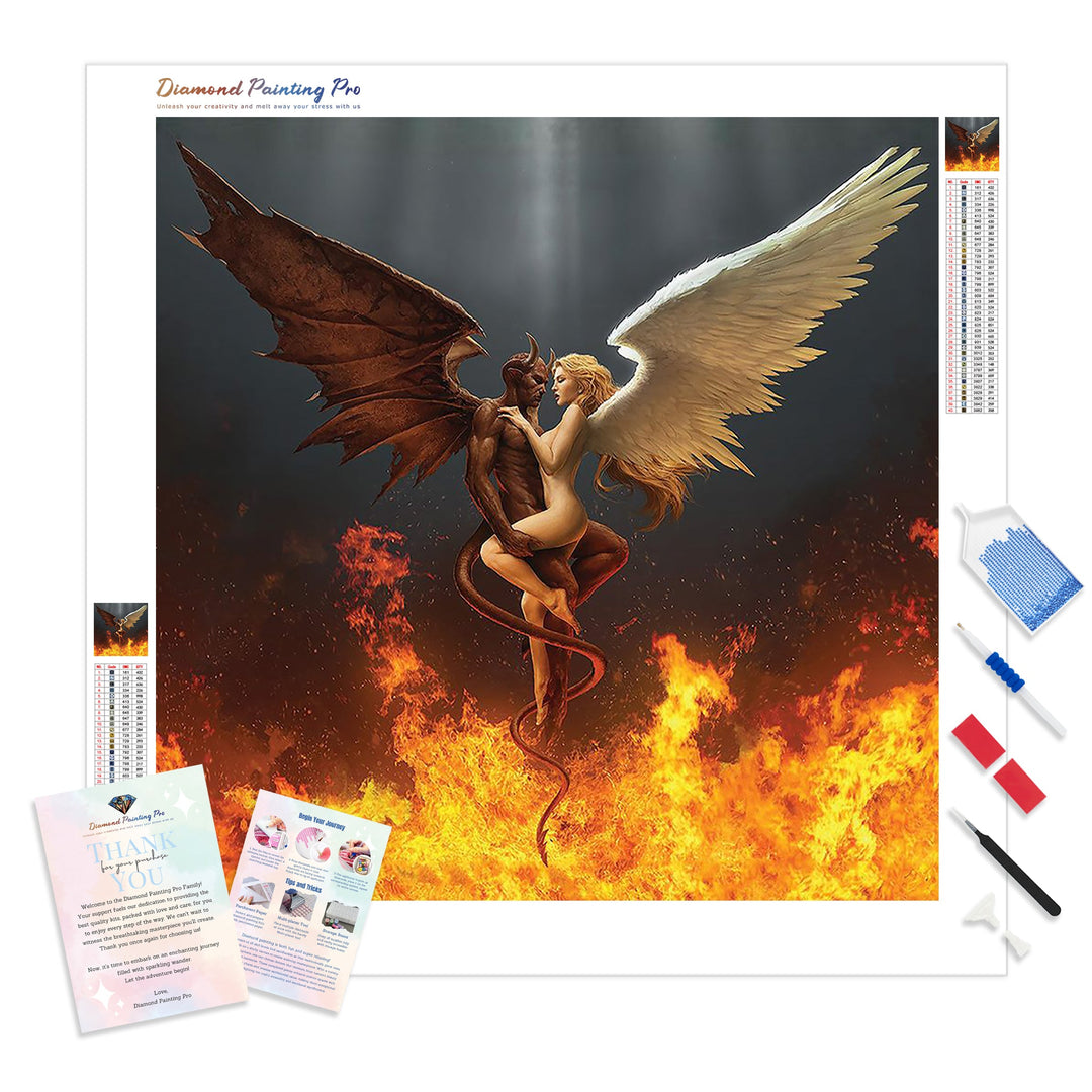 Nude Devil & Angel Love Flame | Diamond Painting Kit - Full Drill - Square or Round Diamonds with AB Drills Option