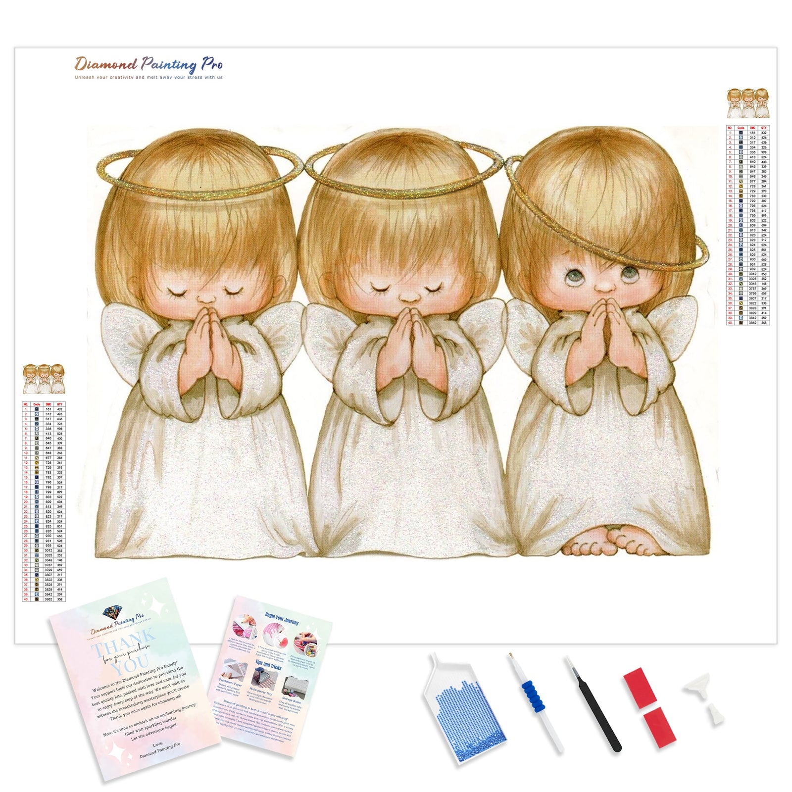 Three Angels | Diamond Painting Kit - Full Drill - Square or Round Diamonds with AB Drills Option