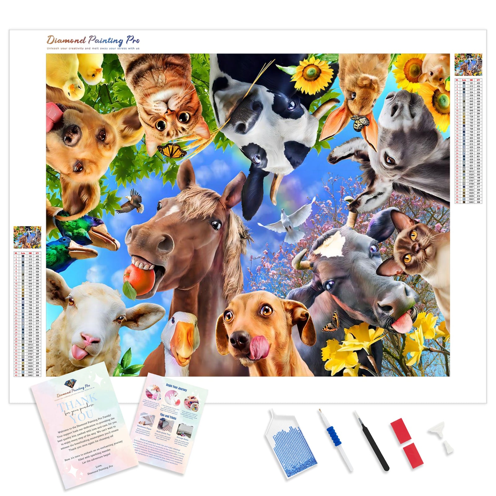 Silly Farm Animals | Diamond Painting Kit - Full Drill - Square or Round Diamonds with AB Drills Option