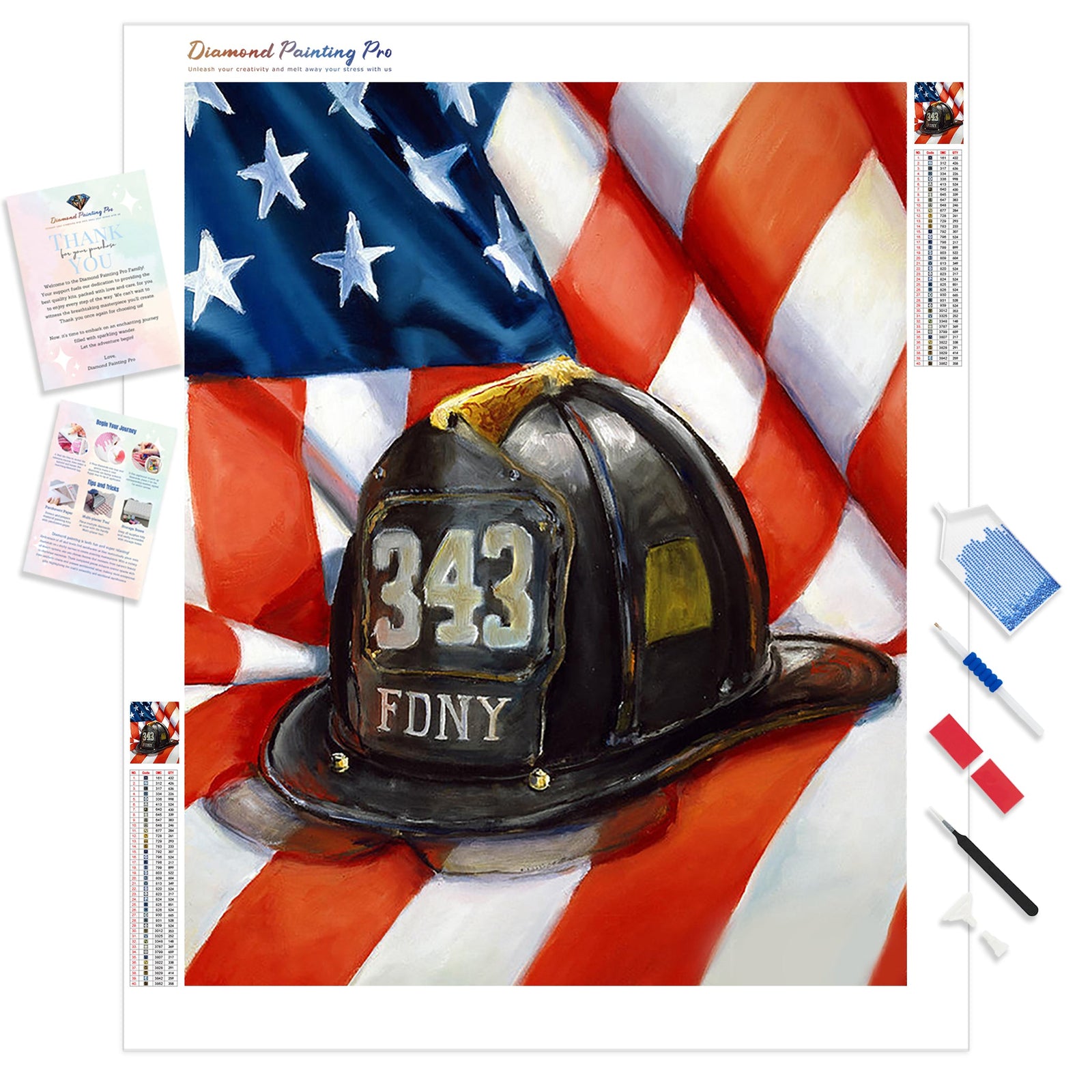 FDNY | Diamond Painting Kit - Full Drill - Square or Round Diamonds with AB Drills Option