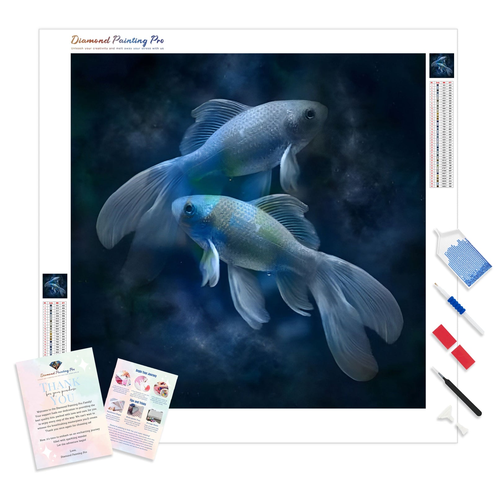 Pisces Fish | Diamond Painting Kit - Full Drill - Square or Round Diamonds with AB Drills Option