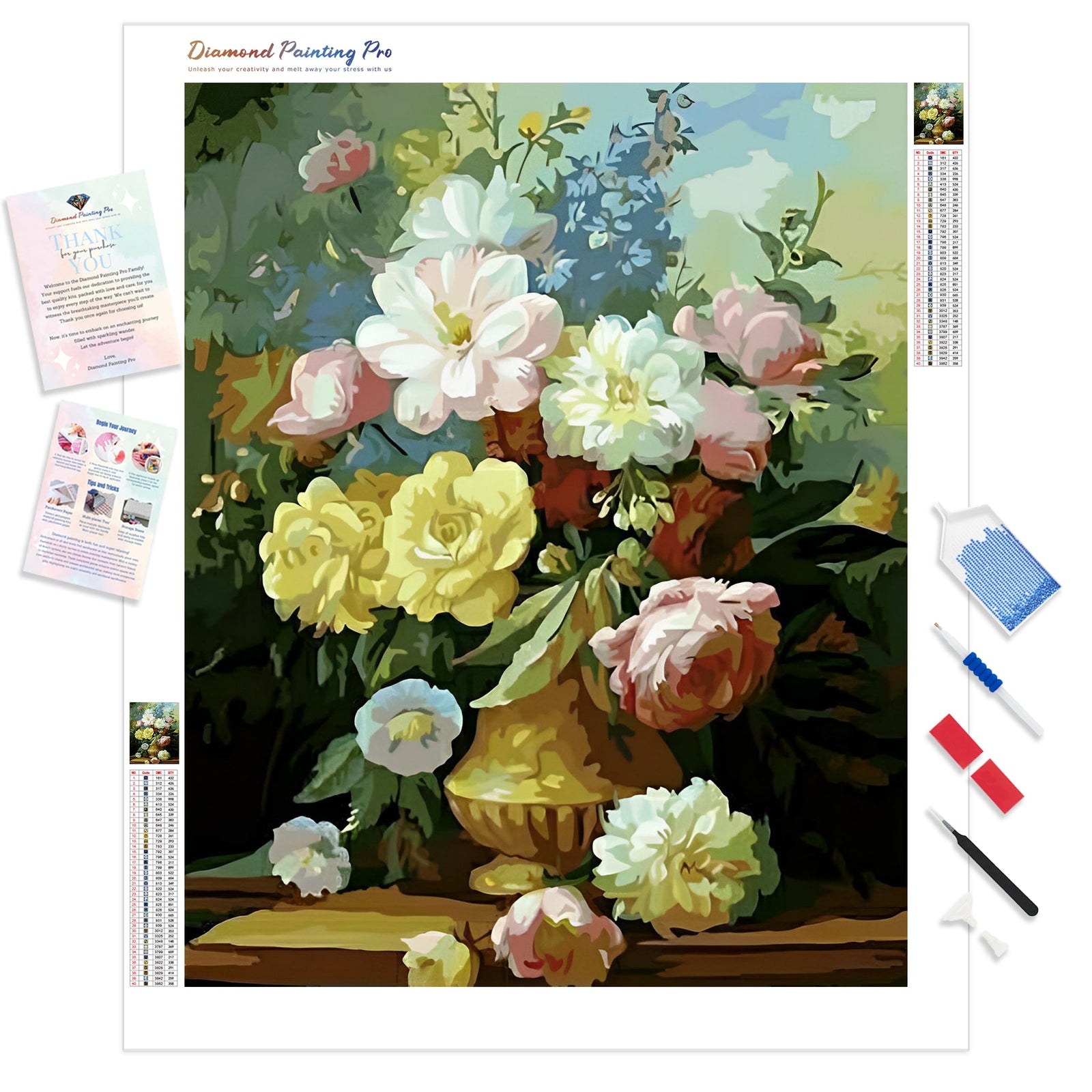 Daisies Bouquet | Diamond Painting Kit - Full Drill - Square or Round Diamonds with AB Drills Option