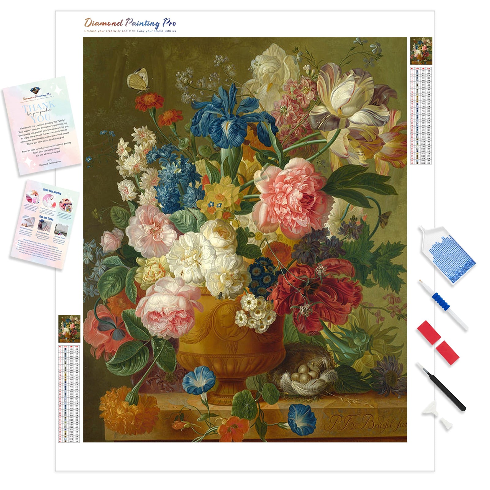 Flowers in a Vase - Paulus Theodorus | Diamond Painting Kit - Full Drill - Square or Round Diamonds with AB Drills Option