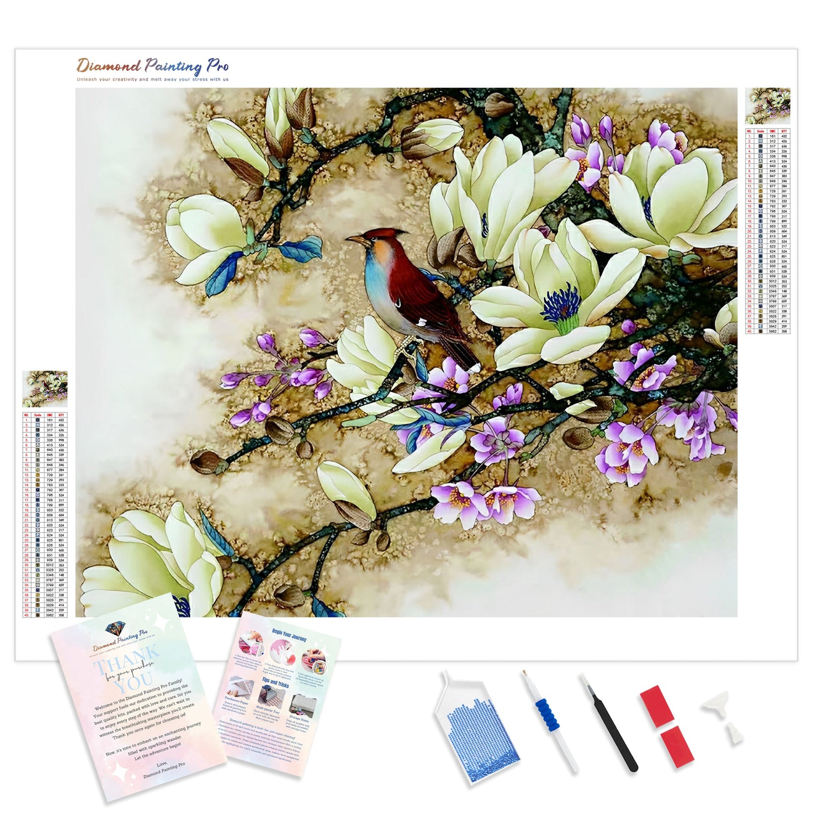 Bird Perched on Branch | Diamond Painting Kit - Full Drill - Square or Round Diamonds with AB Drills Option