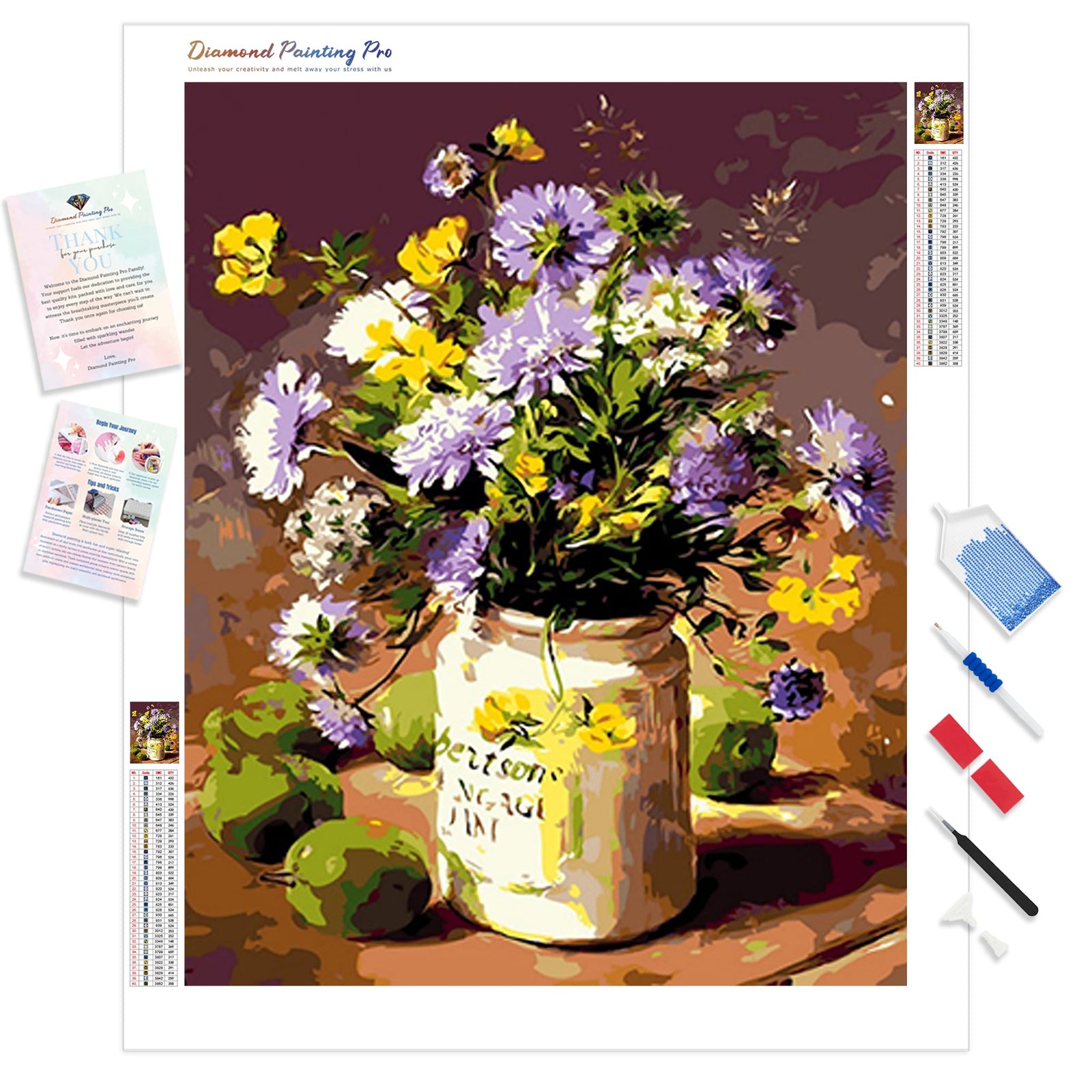 Purple Carnations | Diamond Painting Kit - Full Drill - Square or Round Diamonds with AB Drills Option