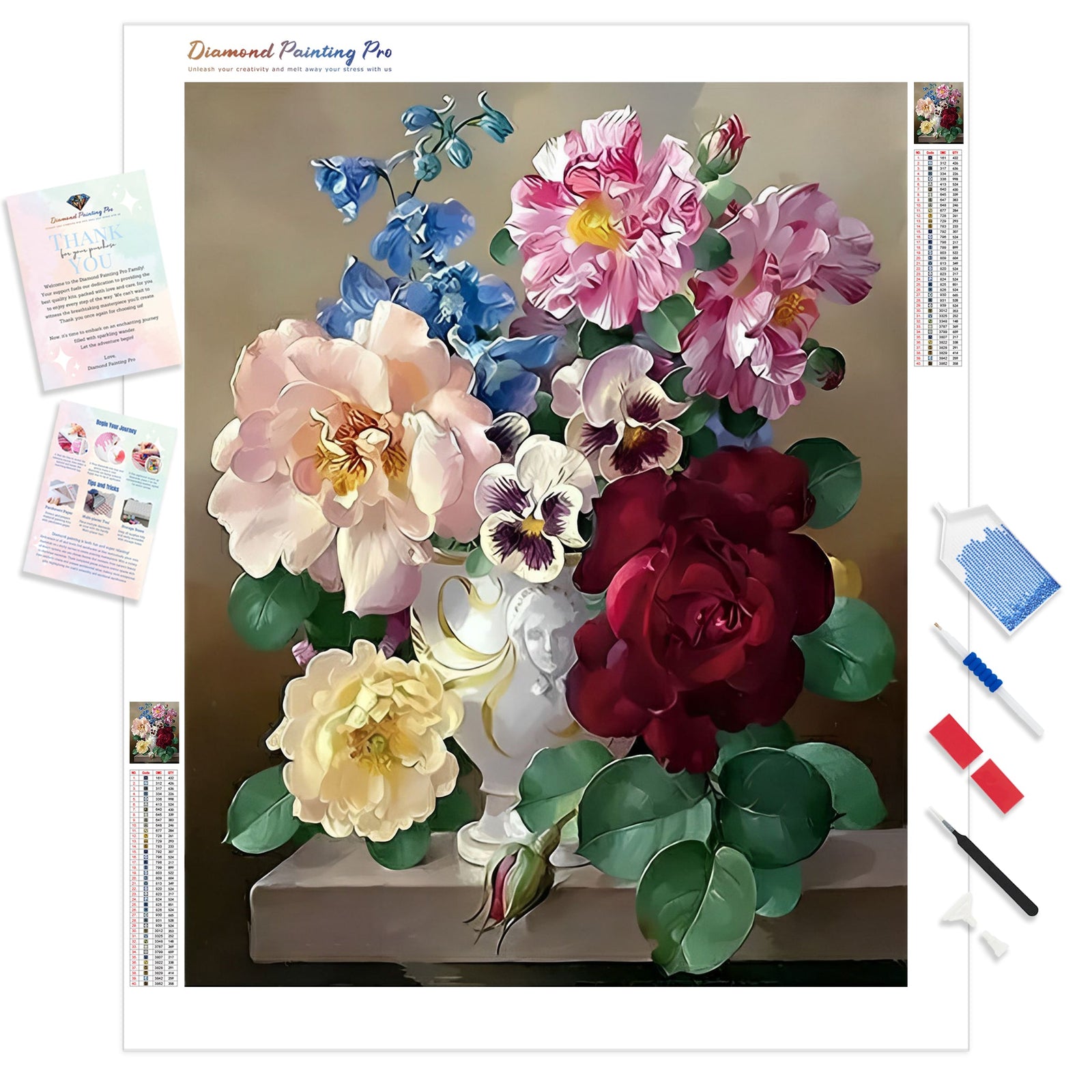 Flowers Bouquet | Diamond Painting Kit - Full Drill - Square or Round Diamonds with AB Drills Option