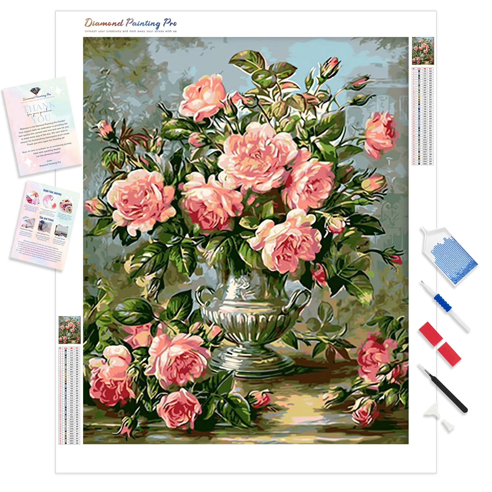 Light Pink Bouquet | Diamond Painting Kit - Full Drill - Square or Round Diamonds with AB Drills Option