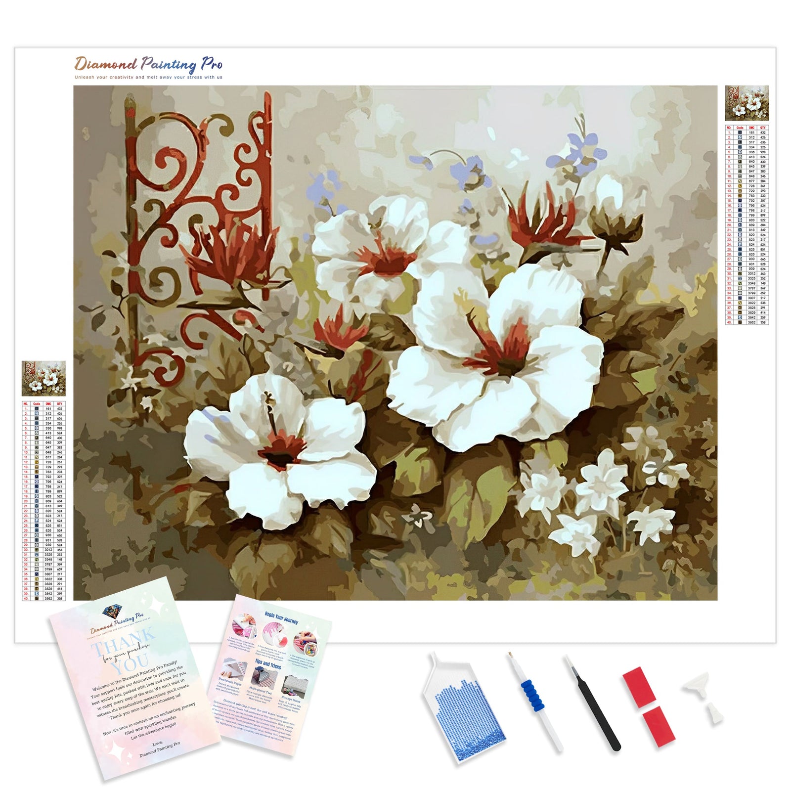 Flowers | Diamond Painting Kit - Full Drill - Square or Round Diamonds with AB Drills Option