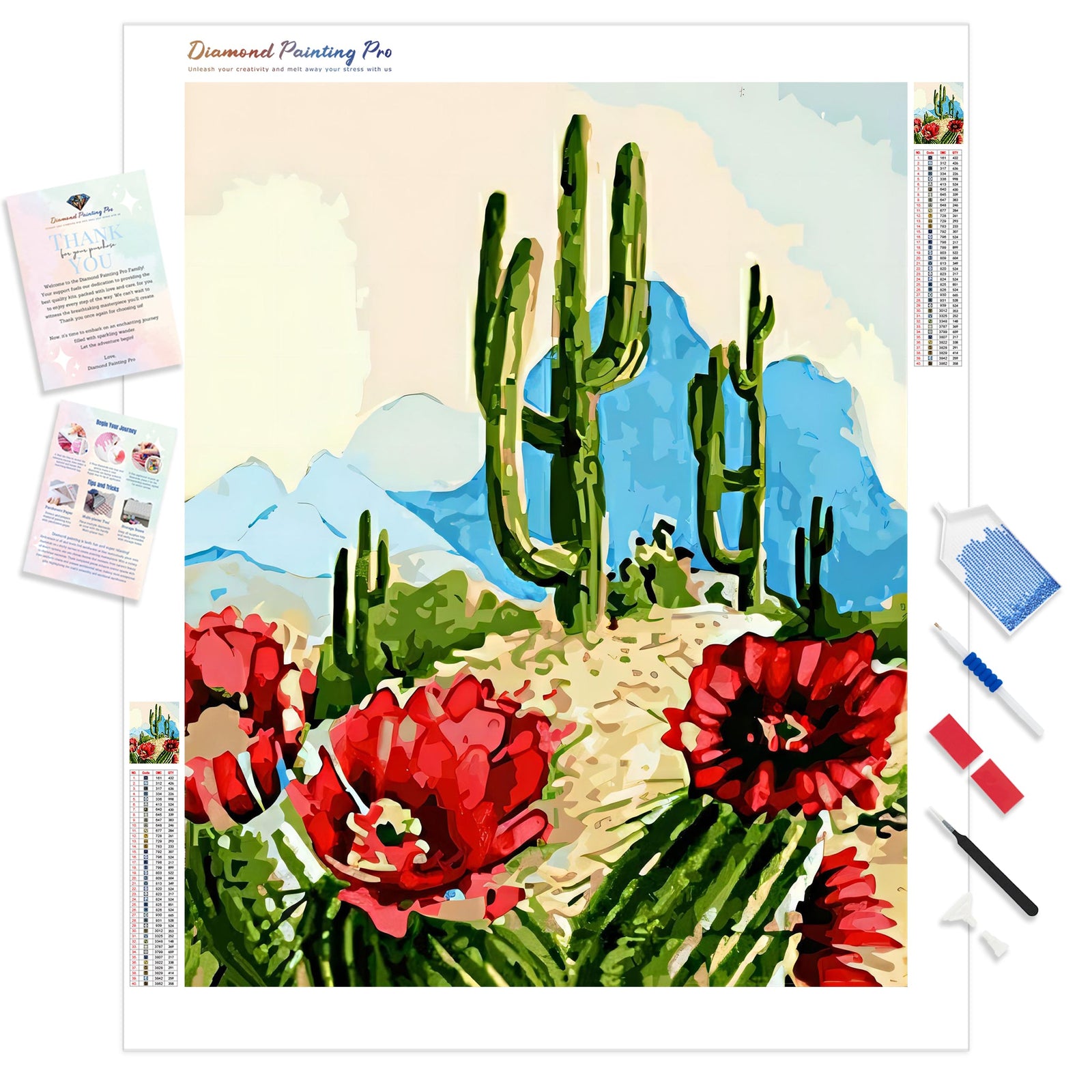 Desert Cactus | Diamond Painting Kit - Full Drill - Square or Round Diamonds with AB Drills Option