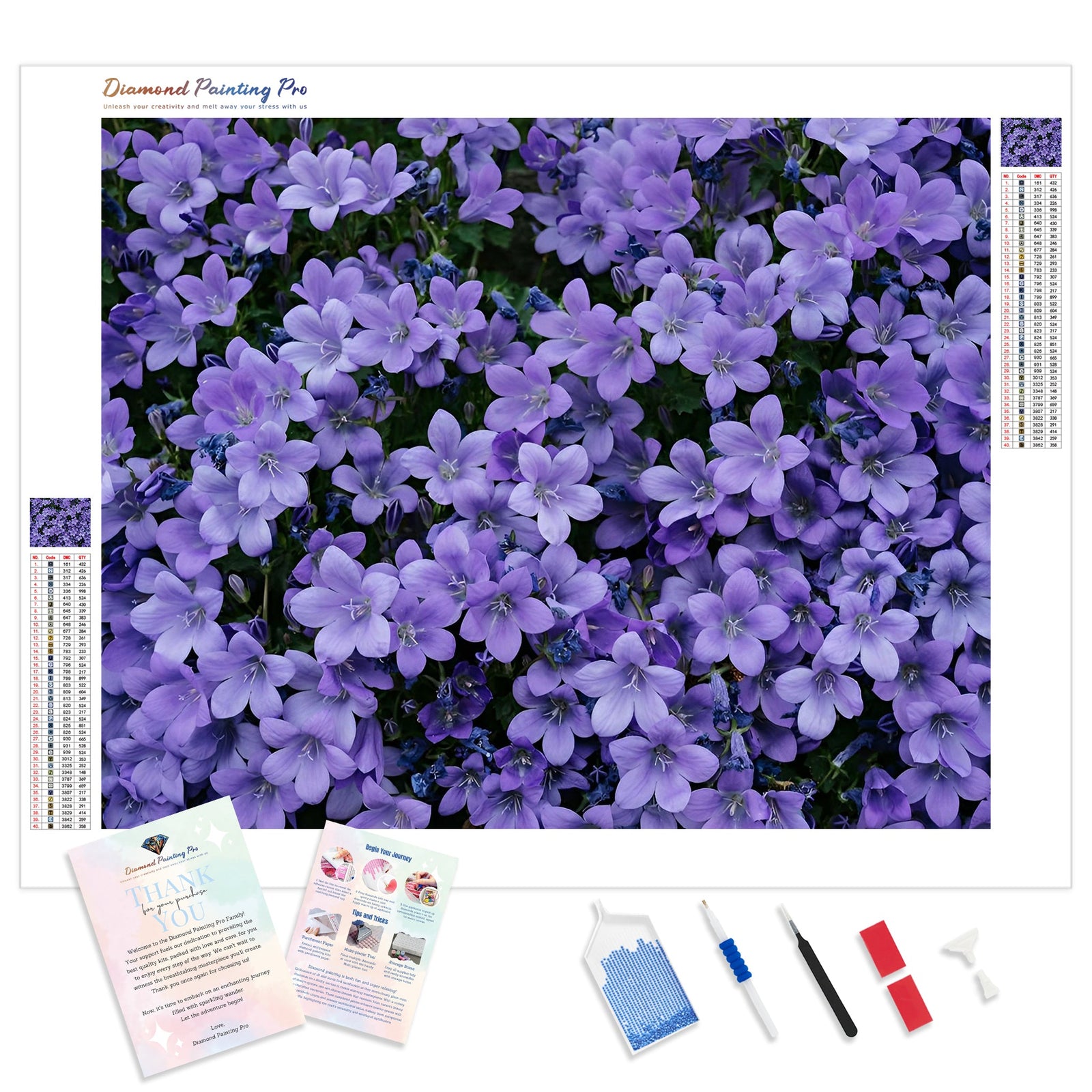 A Field of Purple Flowers | Diamond Painting Kit - Full Drill - Square or Round Diamonds with AB Drills Option