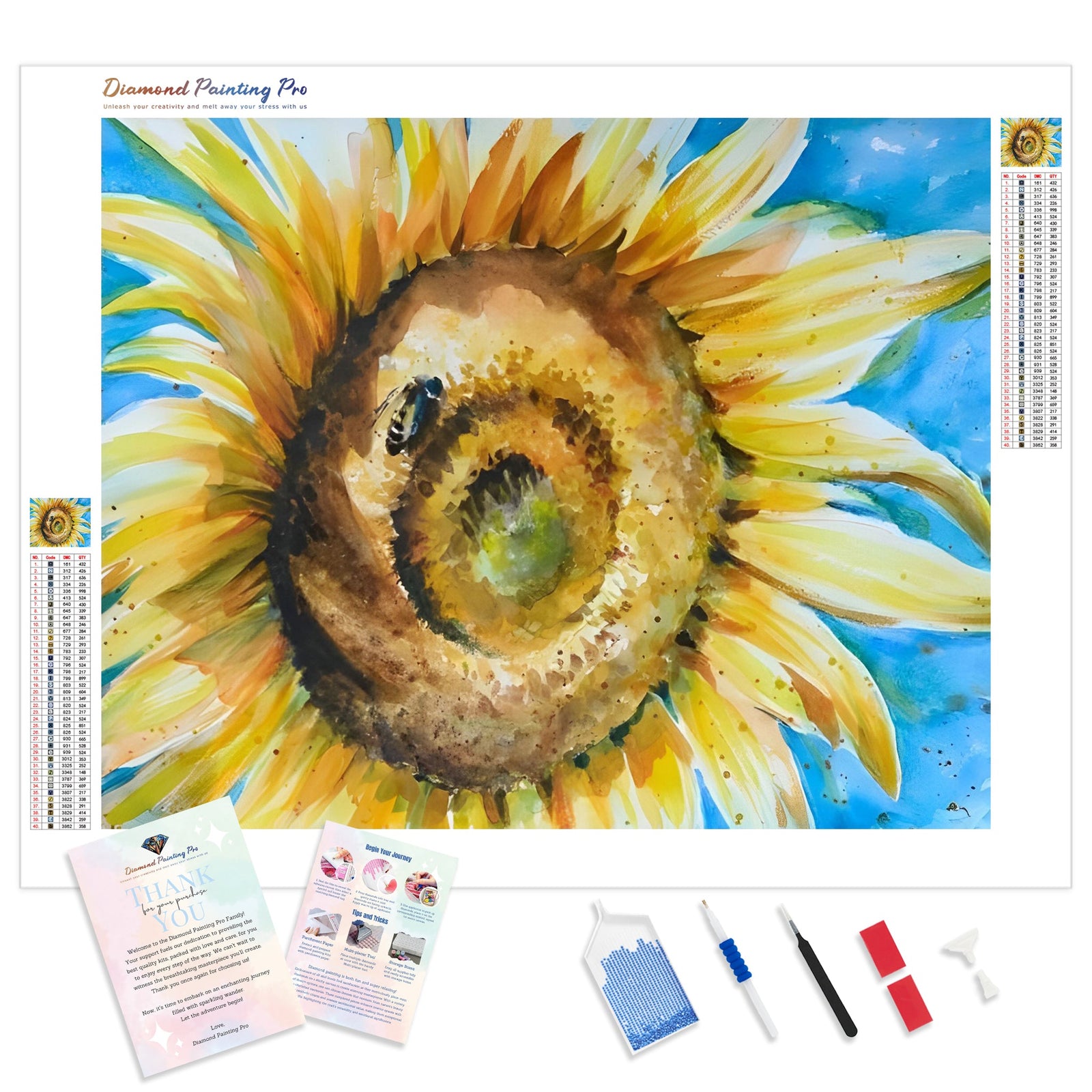 Golden Sunflower | Diamond Painting Kit - Full Drill - Square or Round Diamonds with AB Drills Option