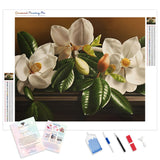 Magnolia Flower | Diamond Painting Kit - Full Drill - Square or Round Diamonds with AB Drills Option