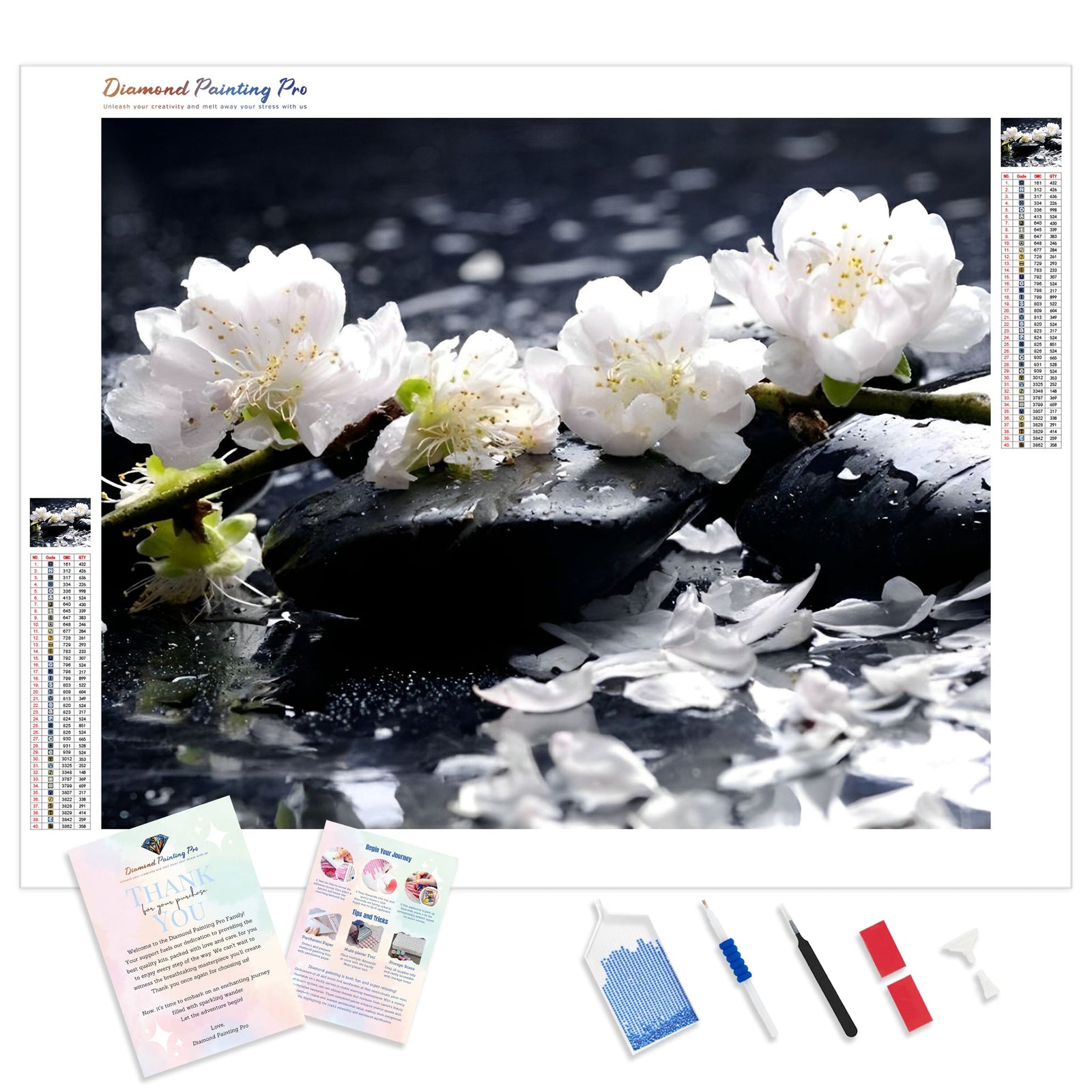 Spa Flowers | Diamond Painting Kit - Full Drill - Square or Round Diamonds with AB Drills Option