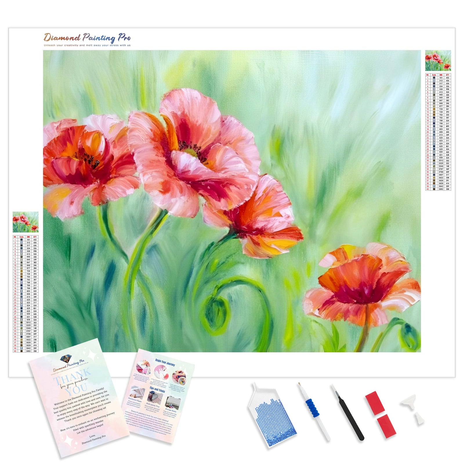 Summer Poppies | Diamond Painting Kit - Full Drill - Square or Round Diamonds with AB Drills Option