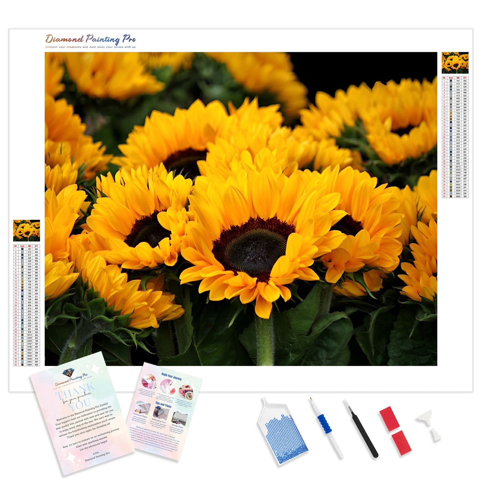 Sunflower Field | Diamond Painting Kit - Full Drill - Square or Round Diamonds with AB Drills Option