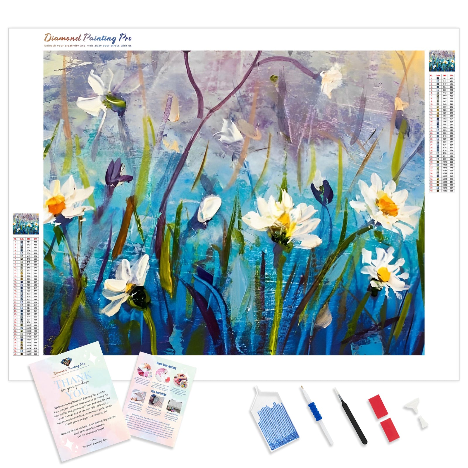 Wild Flowers | Diamond Painting Kit - Full Drill - Square or Round Diamonds with AB Drills Option