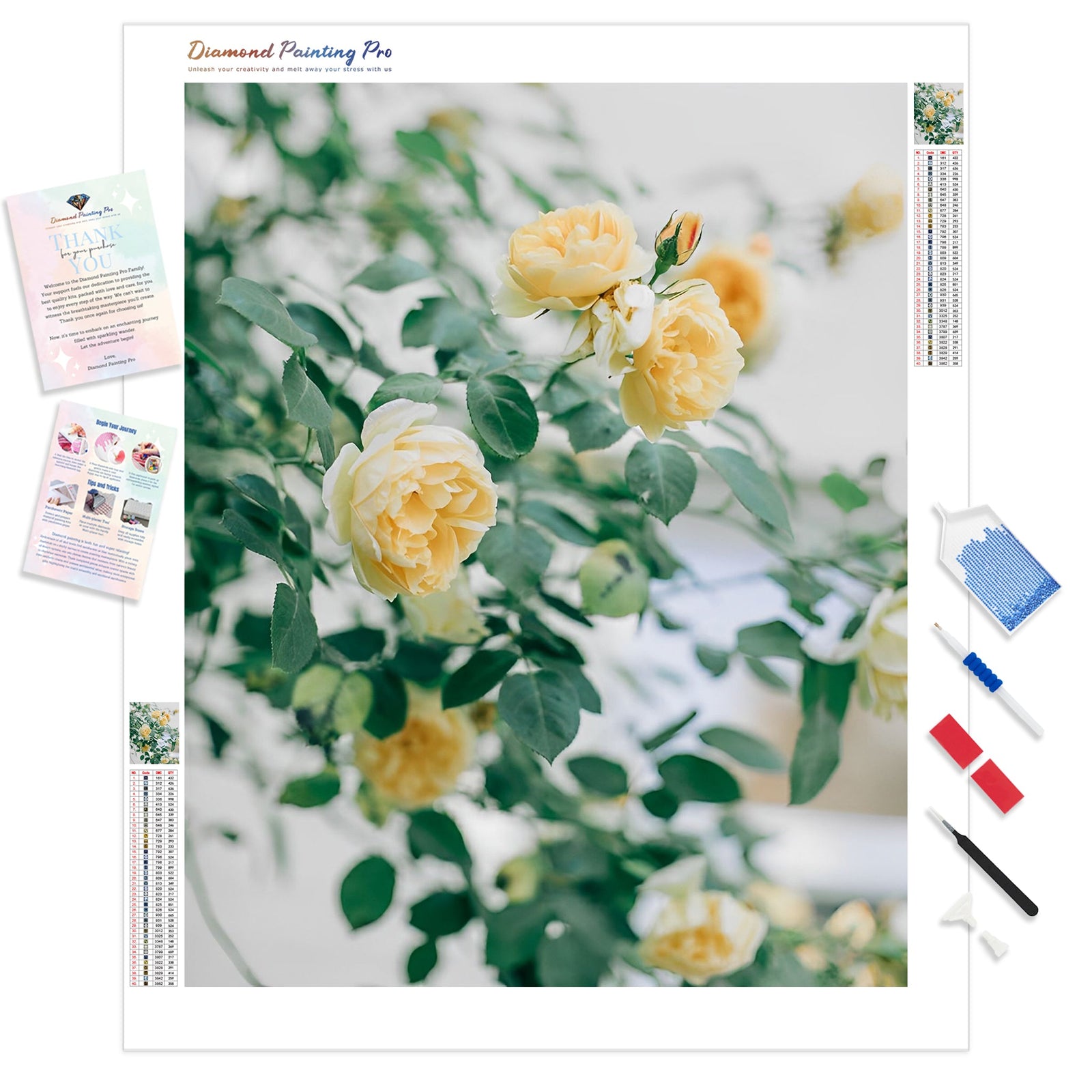 Yellow Roses in Bloom | Diamond Painting Kit - Full Drill - Square or Round Diamonds with AB Drills Option