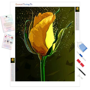 Colored Yellow Rose | Diamond Painting