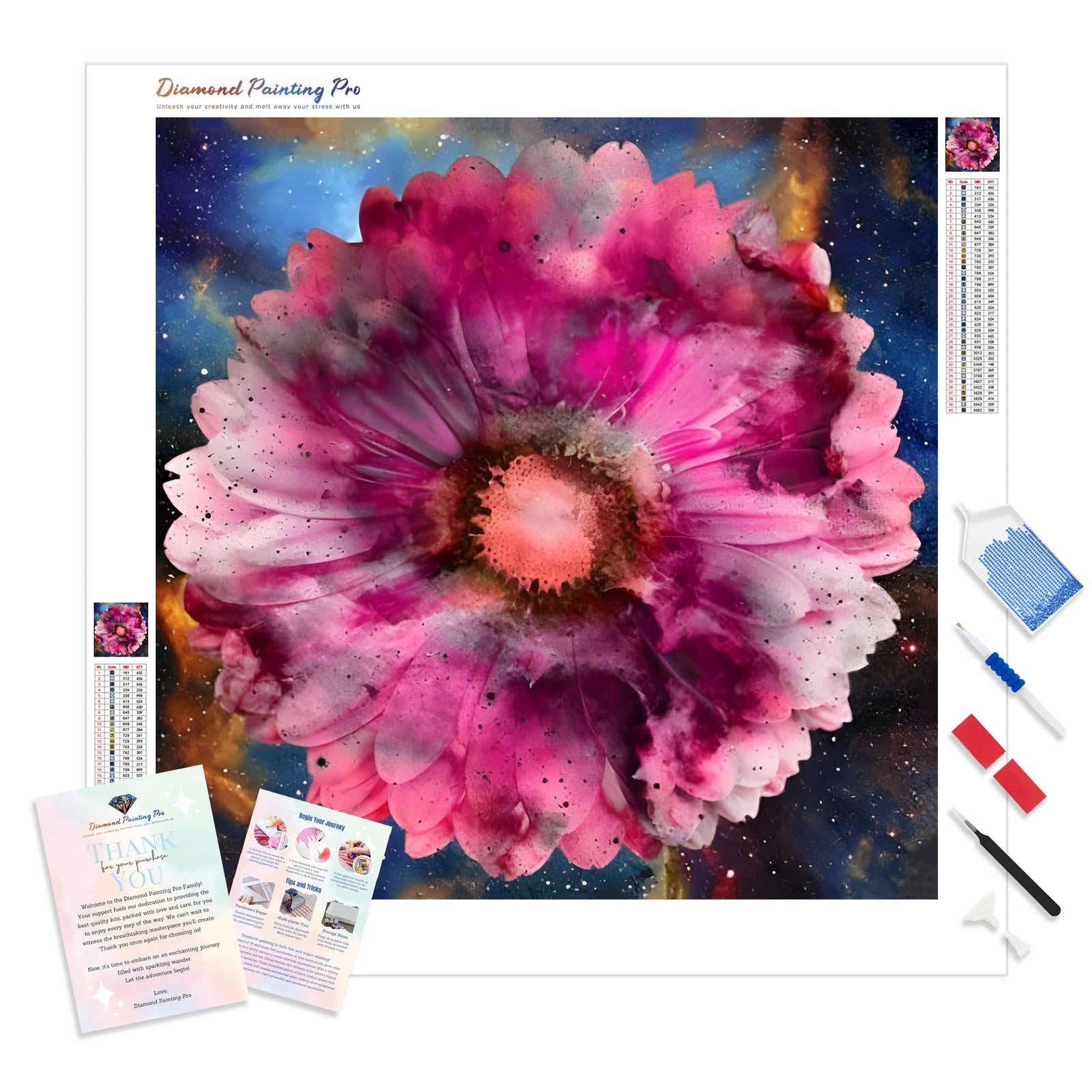 Flower Galaxy | Diamond Painting Kit - Full Drill - Square or Round Diamonds with AB Drills Option