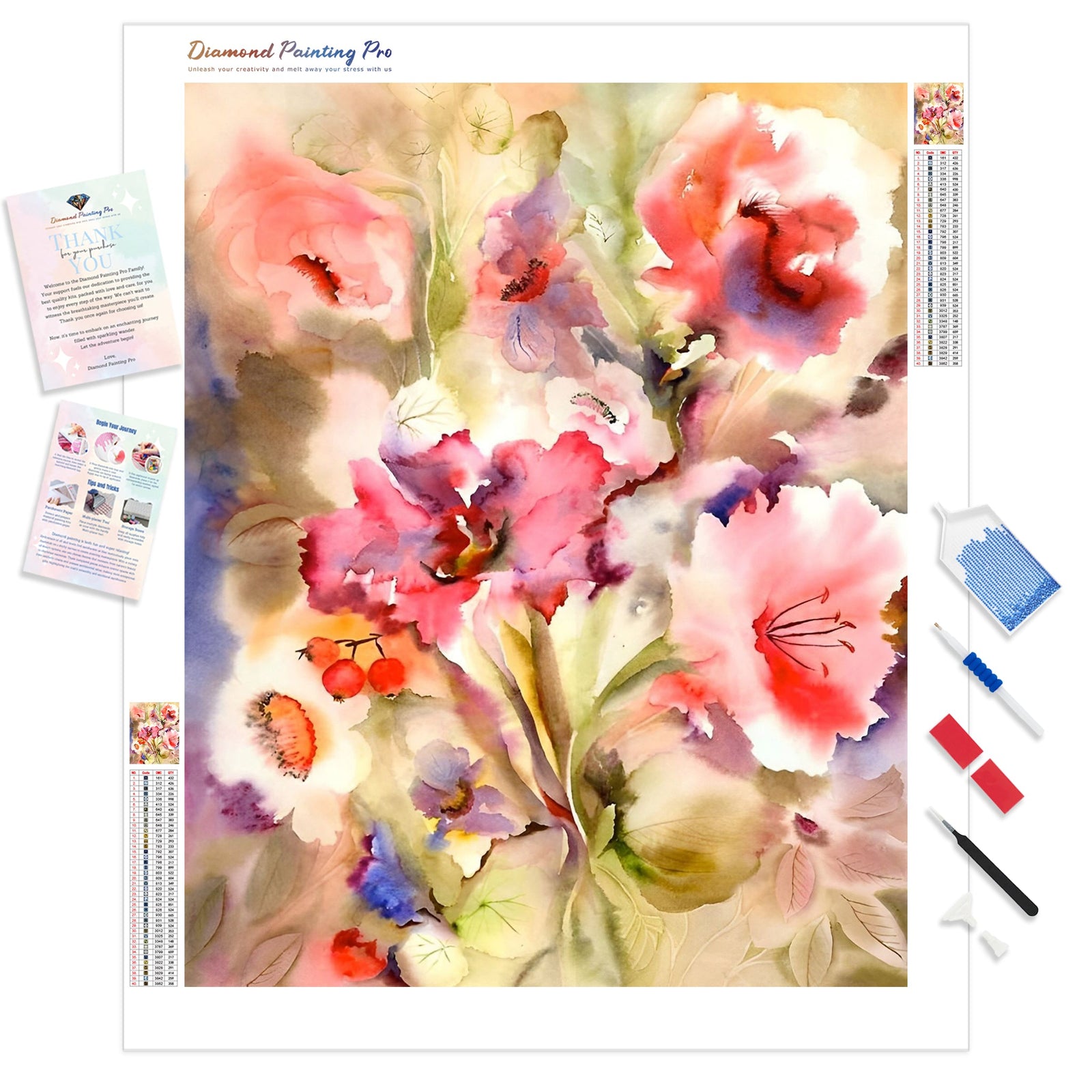 Lilies | Diamond Painting Kit - Full Drill - Square or Round Diamonds with AB Drills Option