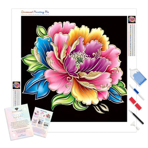 Multicolored Peony | Diamond Painting