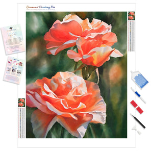 Salmon Colored Roses | Diamond Painting