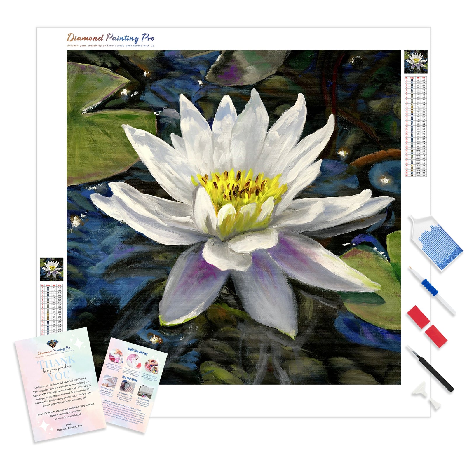 Waterlily Steph Moraca | Diamond Painting Kit - Full Drill - Square or Round Diamonds with AB Drills Option